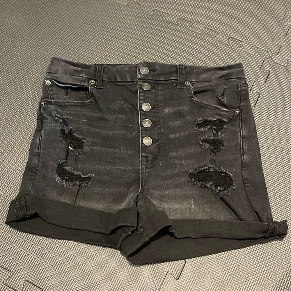 american eagle black jean shorts